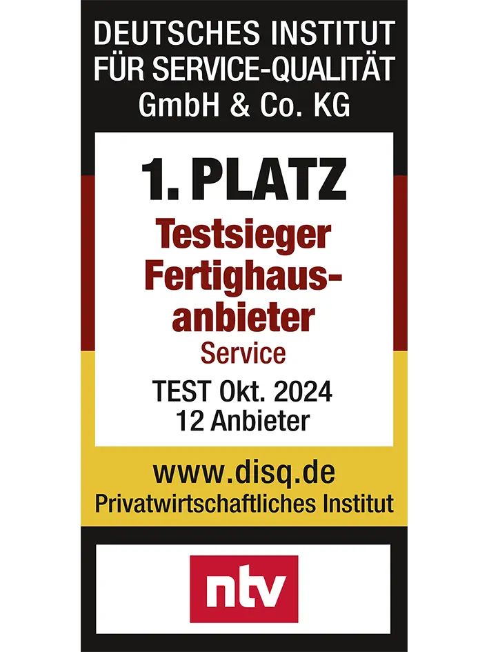 ntv-Testsieger Fertighausanbieter Service 2024
